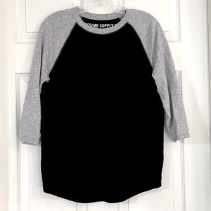 🌸3/$25 Target Mossimo Gray & Black  Lightweight Tee, Raglan Sleeve Tee, Size S
